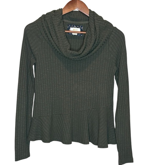 Maeve Tops - Anthropologie Maeve Women’s Size Small Knit Top Peplum Olive Green Cowl Neck